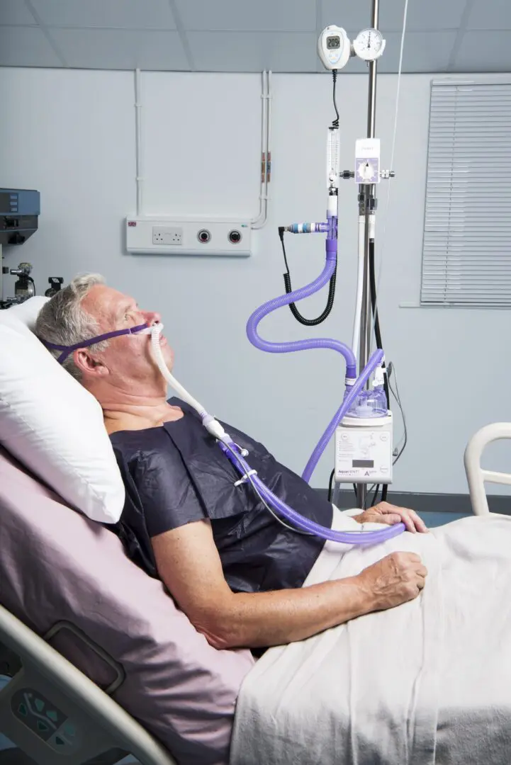 Image of a patient connected to an Armstrong Medical High Flow system in Perioperative Care